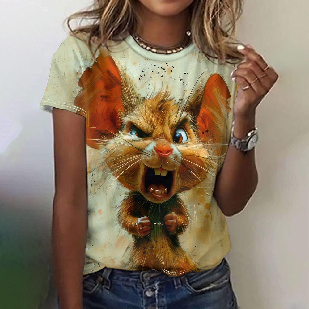 Women's T-shirt with round neck and short sleeves