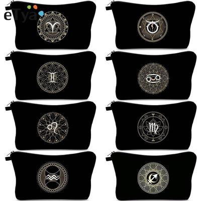 Constellation Symbol Pencil Bags Cosmetic Bags Waterproof Large Capacity Storage Bag Cosmetic Key Stationery Card Holder