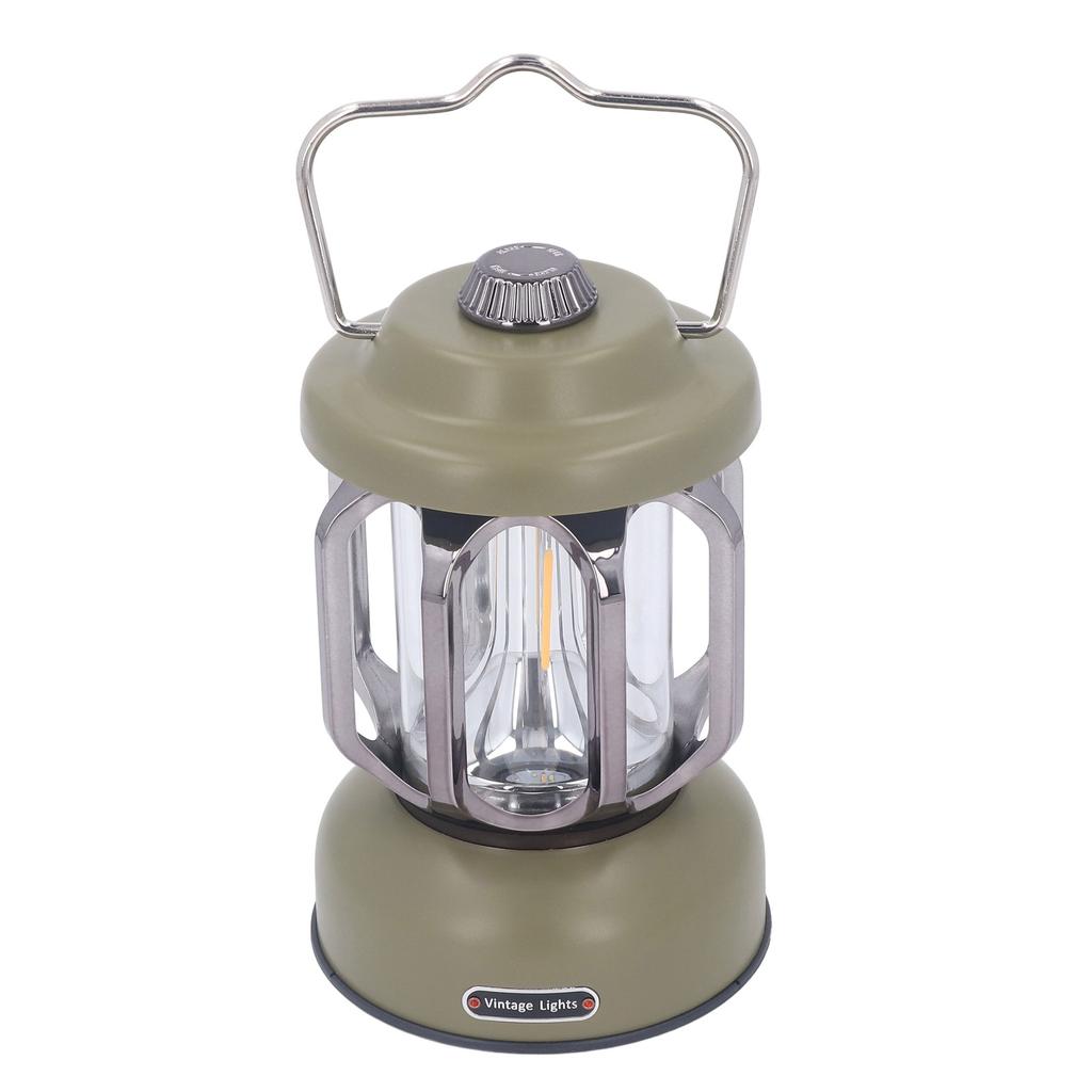 Retro Camping Lantern Vintage Camping Lamp Type C Rechargeable 3 Modes Dimmable with Hook Waterproof LED Tent Lamp for