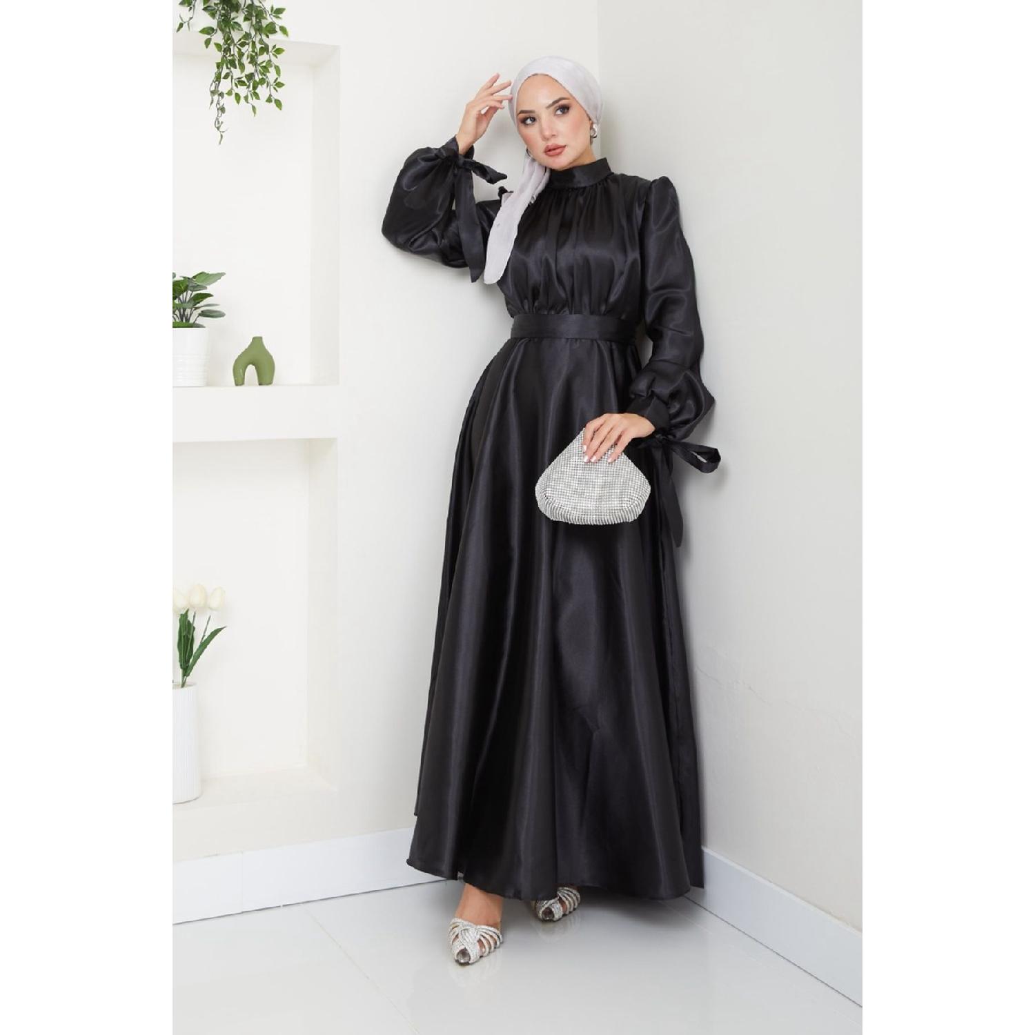 

Women s Clothing Fashion Hijab Satin Long Evening Dress 2746 38 чорний