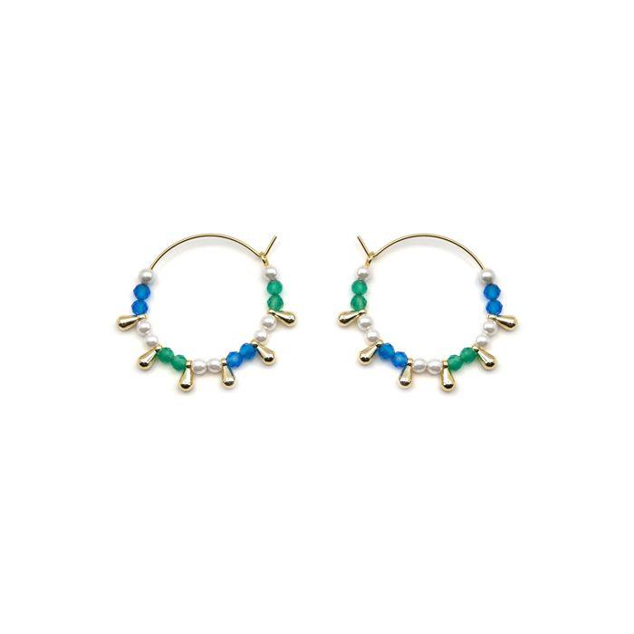 Boucles d'oreilles Luxenter en argent 925 et cristal bleu foncé finition or 18k - Dirad