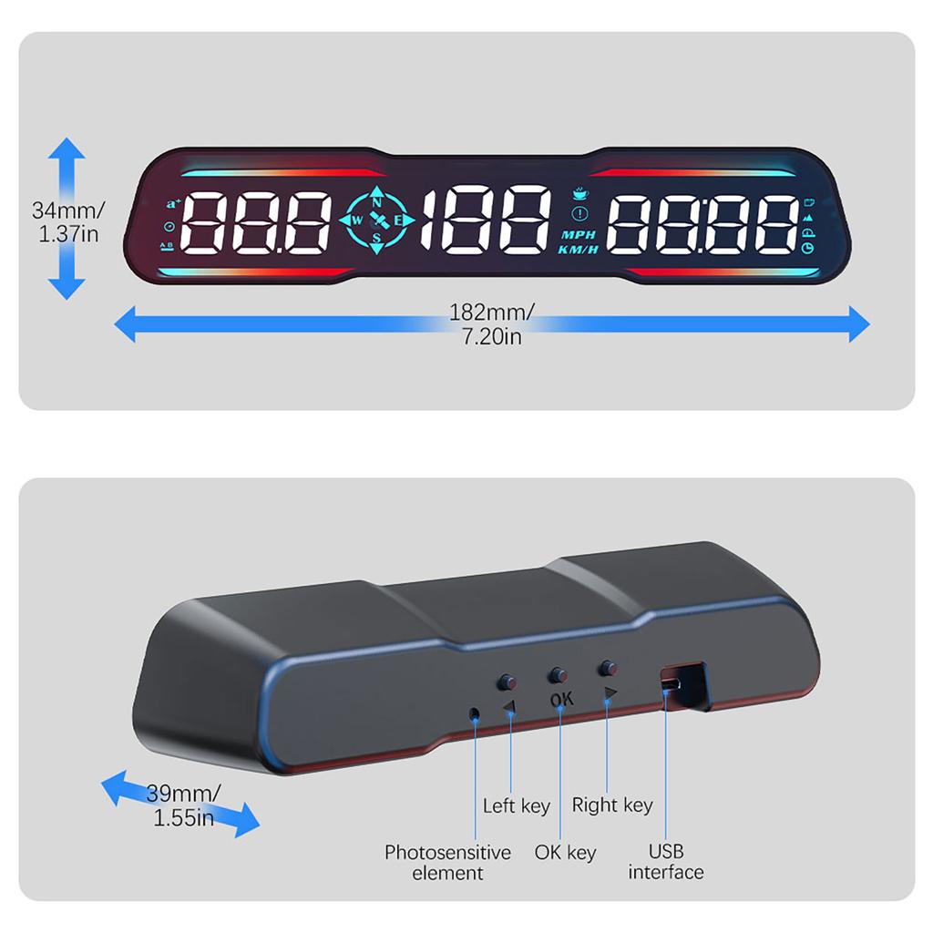 G19 Head up Display Car Gps Electronic Speed Meter Inclinometer Hud km/h mph Overspeed Alarm Clock Digital Dashboard Accessories