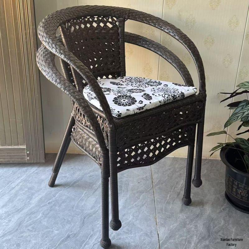 PE-Geflecht Rattan Balkonstuhl-Set - Freizeit-Tisch und Stühle für Garten, Hof oder Teehaus