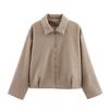 Spring New Women's Clothing Korean Style Loose Casual Minimalist Polo Collar Long Sleeves Soft Woolen Zipper Jacket Outwear