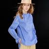 Women's French Pleated Stripe Cotton Blend Shirt