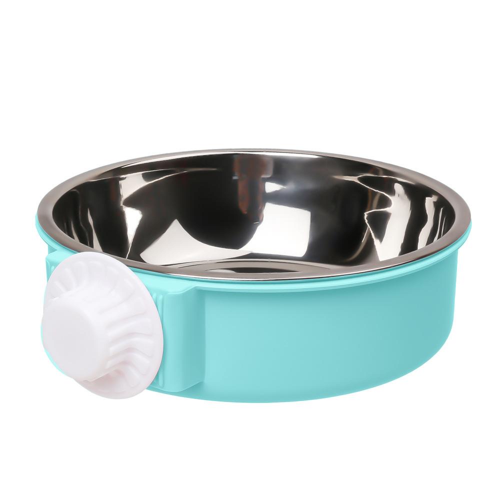 Pet Feeding Bowl Candy Colored Stainless Steel Dog Bowl Can Be Fixed On The Cage Hanging Non-Slip Cats Dogs Food Bowls