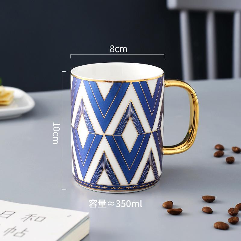 British Style Mug Couple Pair Cup Ceramic Water Cup Office Mug Coffee Cup High-End Covered Souvenir