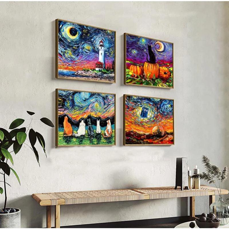 Starry Night by Vincent Van Gogh Famous Artist Art Print Wall Picture Canvas Oil Painting Home Wall Decor