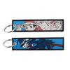 Anime Movie Embroidery Key Fobs White Dragon Key Tags Keychains for Motorcycles Cars Keyring Cosplay Accessories Fans Gifts
