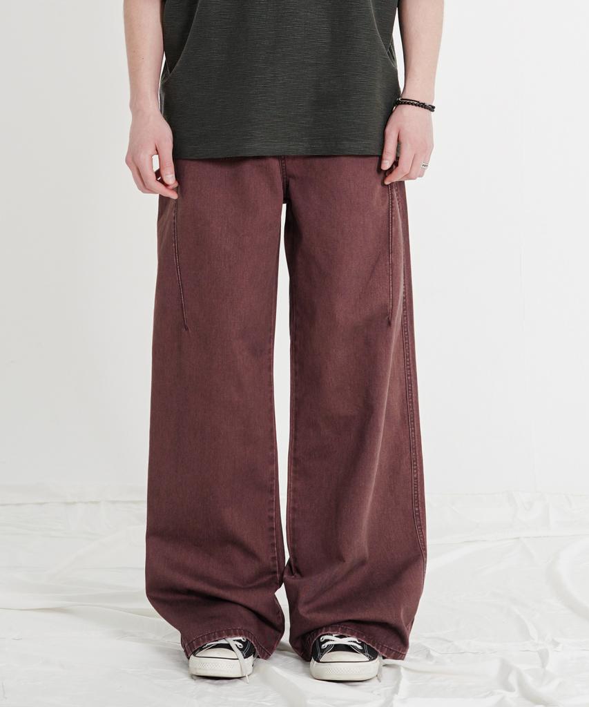 EZKATON Cos Washed Cotton Pants Burgundy Kmlp6881