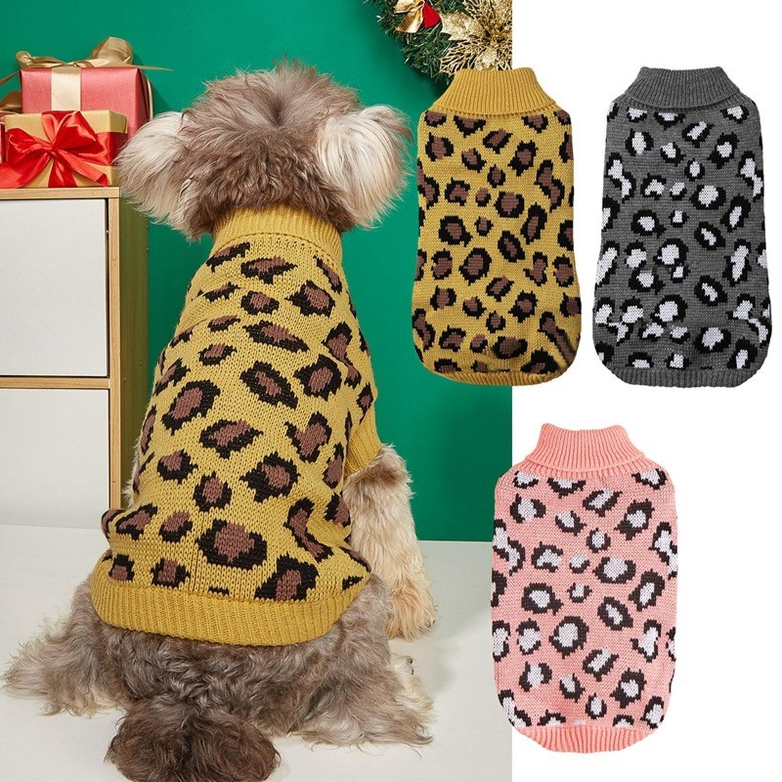 

Knitting Leopard Print Dog All Seasons Blouse For Small Medium Dog L