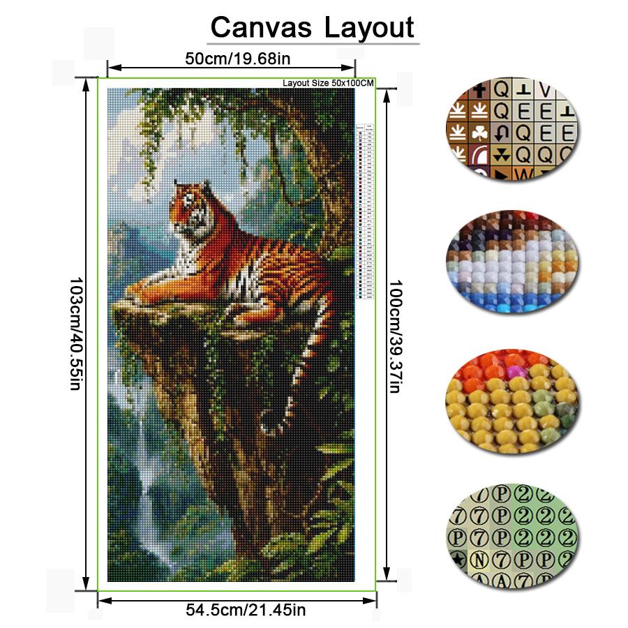Tiger Große Größe Diamantmalerei Wildtiere DIY Voll Quadratisch Rundbohrer Strassstickerei Mosaik Kreuzstich-Kits