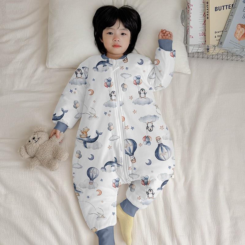 Thick Cotton Sleeping Bag Toddlers Winter Warm Footed Pajamas Unisex Kids Sleepwear With Cartoon Print