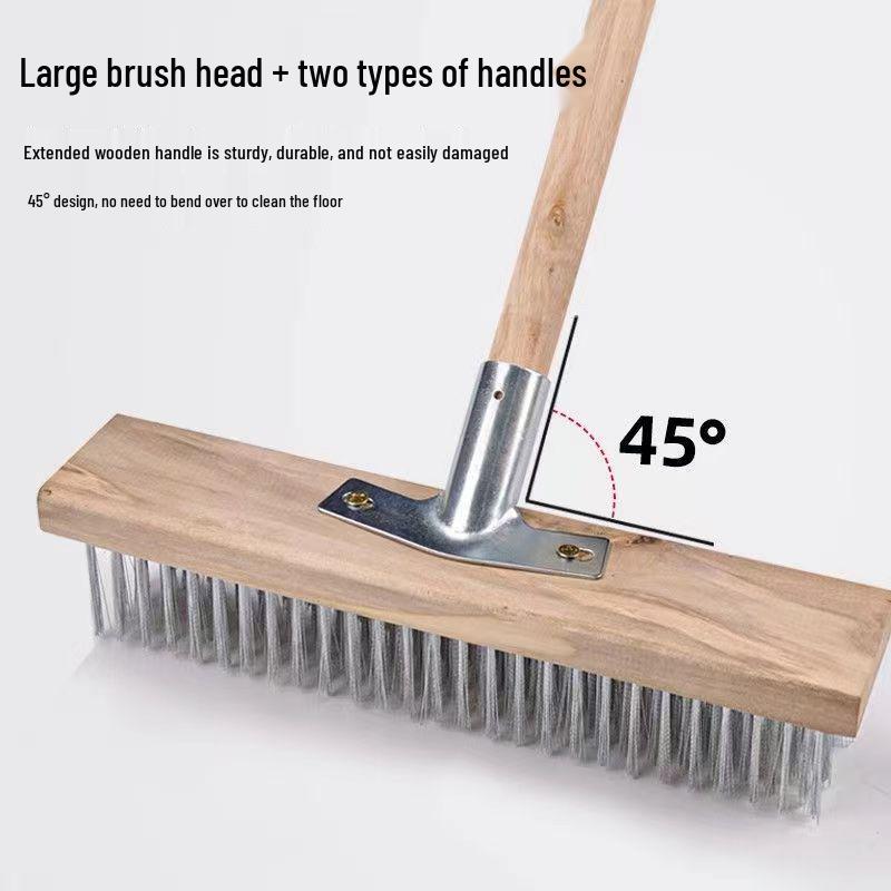 Long-Handle Stainless Steel Wire Brush for Outdoor Cement and Moss Cleaning