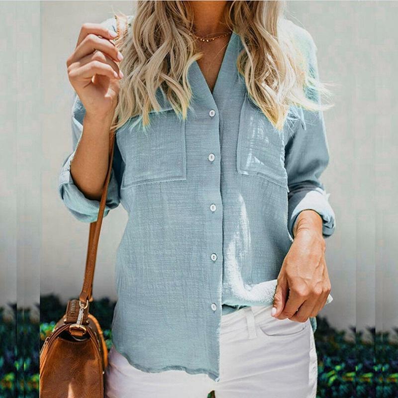 Women's Long Sleeve Tops Stylish Button Down Casual Blouse Shirt T-shirt For All Seasons