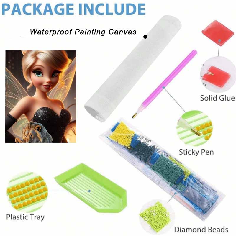 Disney Diamond Art Painting Kit  Fairy Lion Sparkle Craft, Home Wall Decor, Handmade Gift (132)