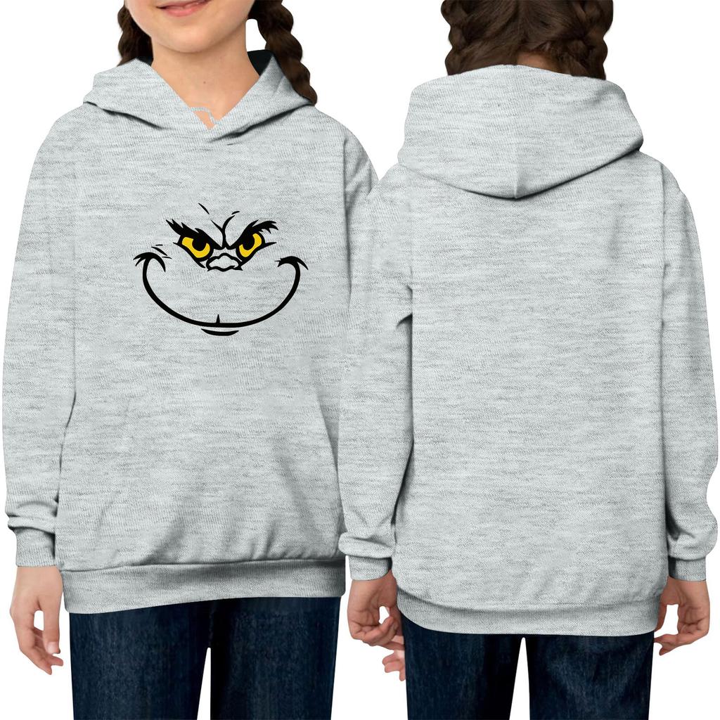 Children's Long-sleeved Loose-fitting Pullover Hoodie With Drawstring And Solid Color