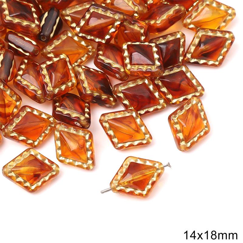 Vintage Amber Gold-Painted Oval Acrylic Beads for DIY Jewelry Making