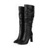 Women's High-heeled Boots Autumn and Winter New Simple Temperament Solid Color Large Size Versatile Medium Boots