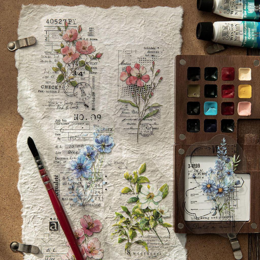 Diario Fiorito Caleidoscopio - Pacchetto Adesivi Fai da Te - Collage di Poesia Retrò