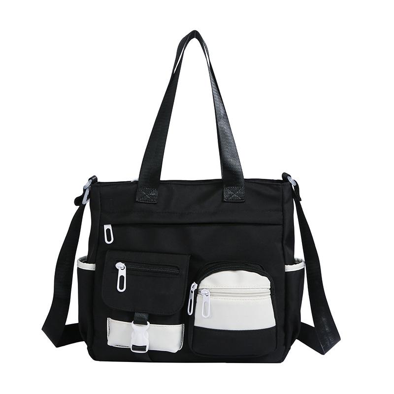 

Корейская студенческая сумка кроссбоди: Универсальный женский стиль колледжа, большая вместимость для студентов чёрный