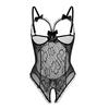 Sexy European & American Lingerie: Sheer Mesh Hollow-Out Bodysuit for Women