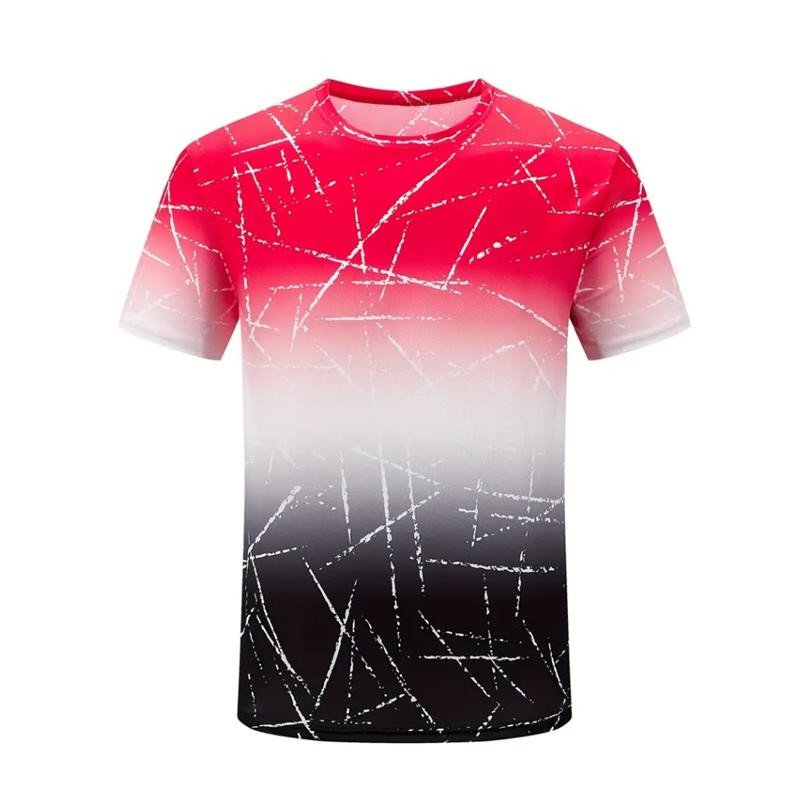 Men s Simple and Comfortable Sports T-shirt Summer Short Sleeved Fashionable Short Sleeved Top 3D Printed Gym Loose Round Neck Pullover 3XL