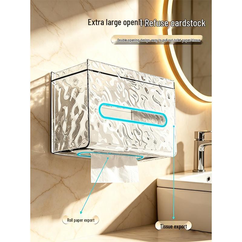 GOWKE Glacier Pattern Wall-Mounted Bathroom Storage Box for Tissues & Face Towels