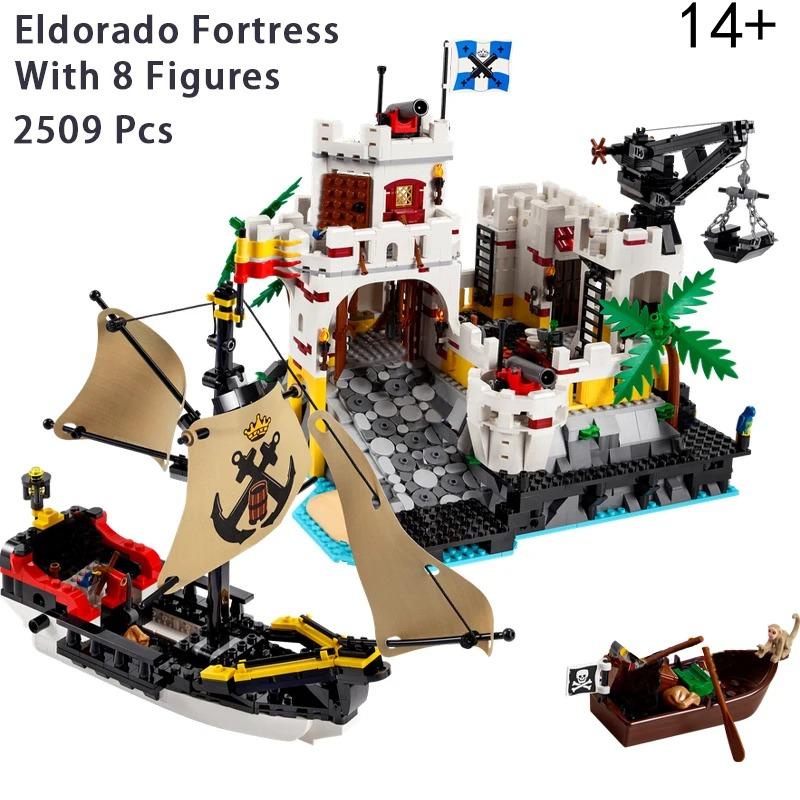 NEW Medieval Pirates Series Eldorado Fortress Fortress Pirate 8 figures 2509pcs Model Building Blocks BricksToys For Kids 10320