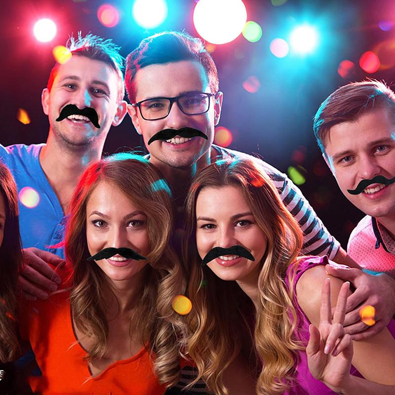 18/48Pcs Mustache Birthday Party Photobooth Props Kids Adult Pirate Party Costume Cosplay Fake Beard Halloween Decoration