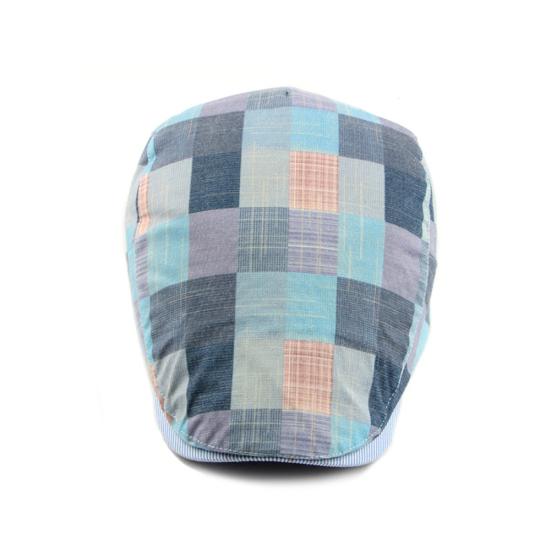 Fashion Men Women Plaid Cotton Newsboy Hat Flat Cap Adjustable Beret with Visor