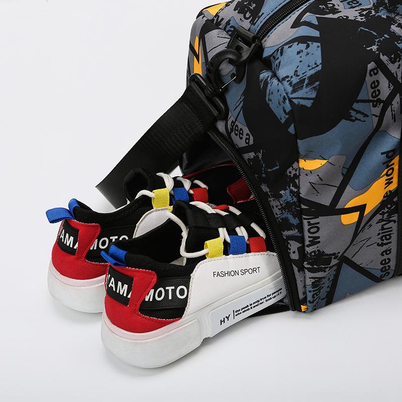 New graffiti sports fitness bag dry and wet separation large capacity travel bag independent shoe compartment fashion storage bag