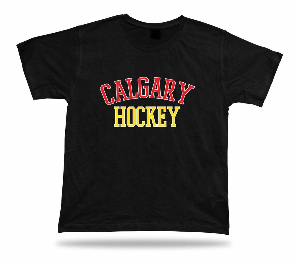 CALGARY HOCKEY T-shirt Tee Red White Black Yellow AB CANADA Ice Apparel Winter