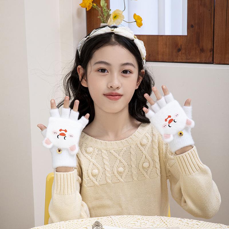 Season thickened cute bare finger writing riding flip half finger warm