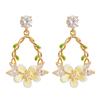 Mori Sweet Delicate Small Fresh Inlaid Zircon Dripping Flower Earrings Female Niche Personality Design Fairy Earrings
