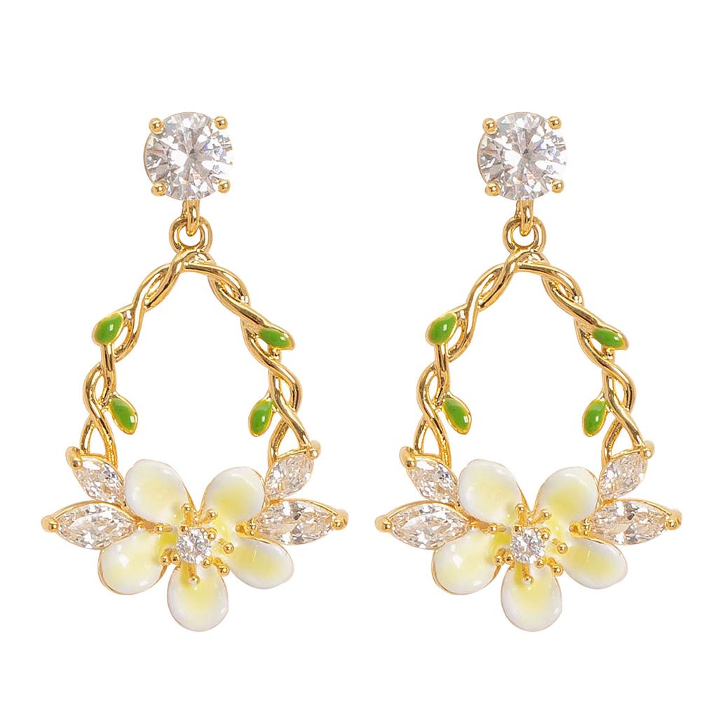 Mori Sweet Delicate Small Fresh Inlaid Zircon Dripping Flower Earrings Female Niche Personality Design Fairy Earrings