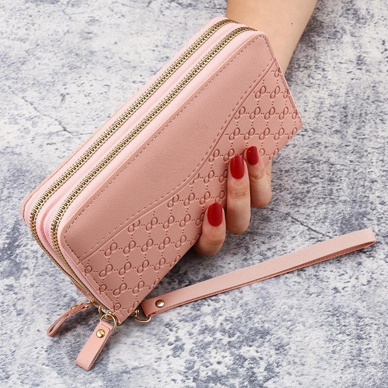 1Pc New Wallet, Women's Long Zipper Wallet, Fashionable Embossed Large-capacity Mother's Mobile Phone Change Clutch Bag