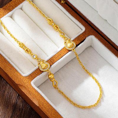 Vietnam Sandgold Kürbis Diamant Halskette - Retro Chinesischer Stil Schlüsselbein Kette für Damen