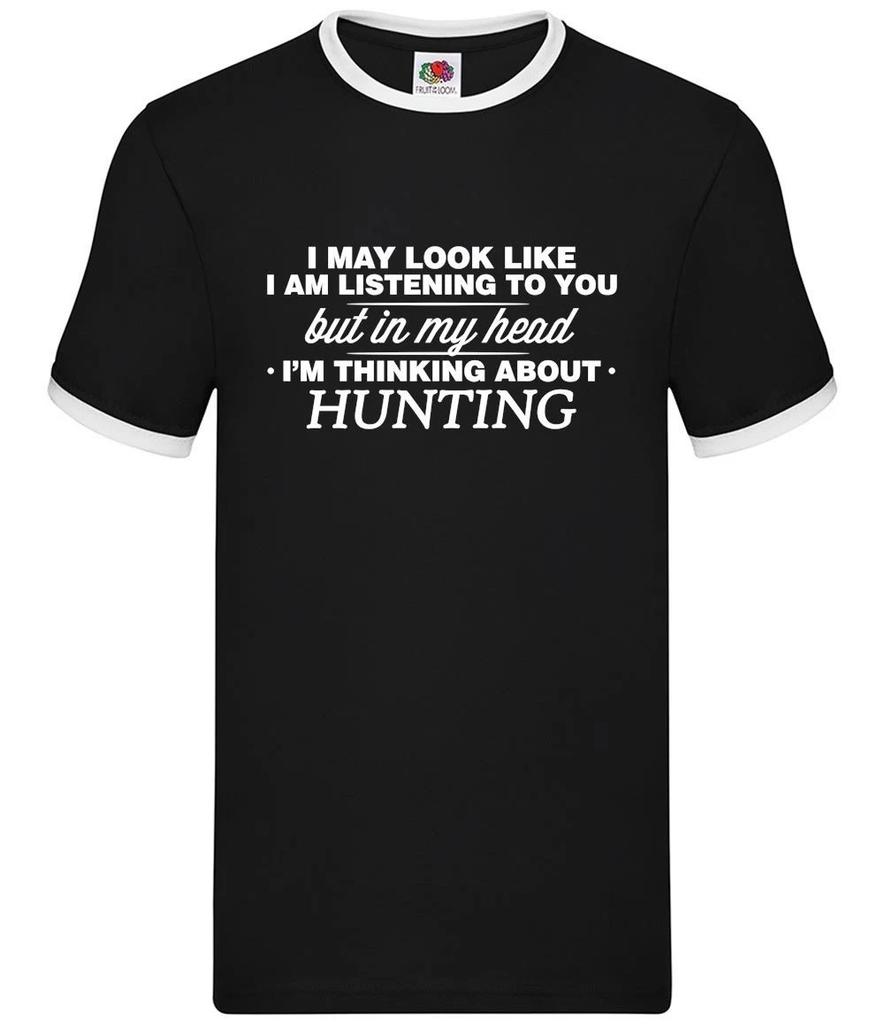My Head I'm Hunting - Mens Ringer - Hunter Animals Fox Shooting