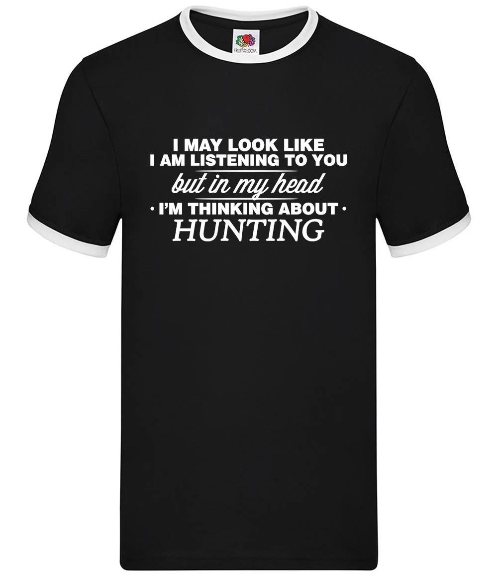 My Head I m Hunting - Mens Ringer - Hunter Animals Fox Shooting XL