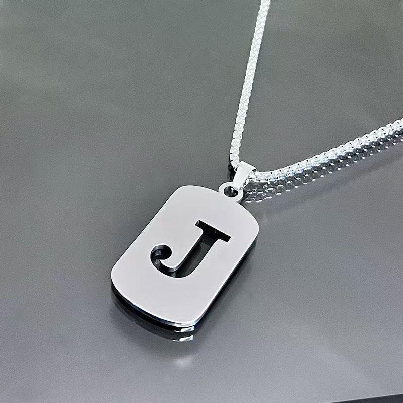 Simple Titanium Steel 26-Letter Necklace for Men and Women - Trendy Minimalist Design