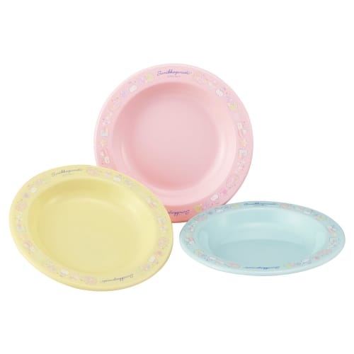 OSK Children's Small Plates, Sumikko Gurashi, Set of 3, Diameter: Approx. 14.7cm, Microwave and Dishwasher Safe, Made in Japan, PT-21