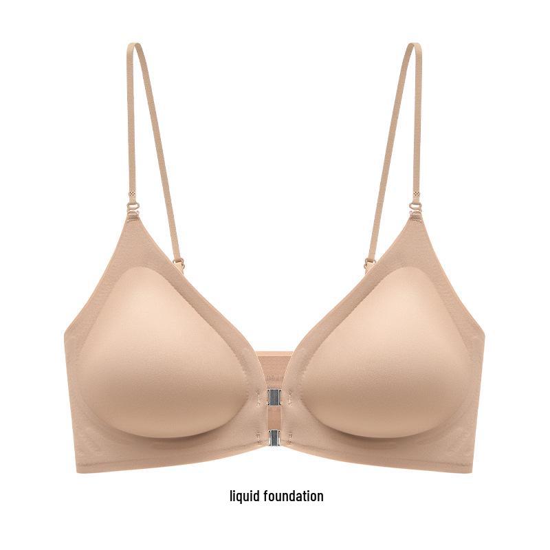 Front Buckle Push-Up Bra for Small Busts with Side Support and Anti-Sagging Features