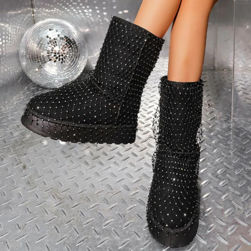Fashion Women Shoes 2024 New Winter Hollow Fishnet Fashion Women Boots Lightweight Flat Shoes Outdoor Comfortable Platform Boots Women