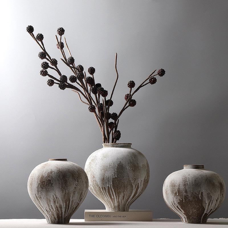 Modern Minimalist Retro Wabi-Sabi Zen Pottery Vase - Large Ceramic Decor for Home or Hotel