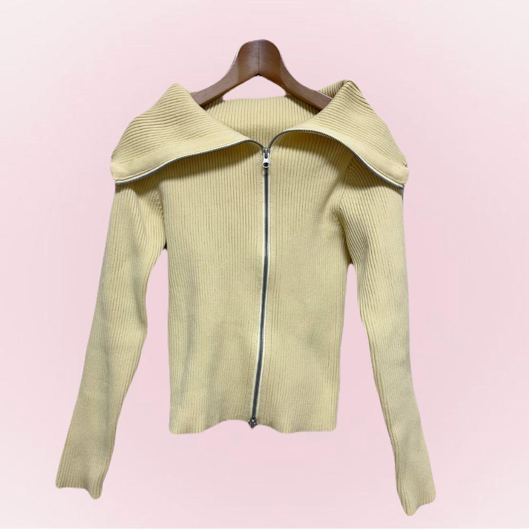 [Good condition] moussy BIG COLLAR ZIP UP knit tops