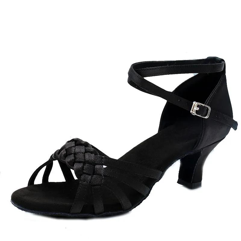 Latin Dance Shoes Women Flash Satin Multicolor Wide Thin Salsa Four Seasons Woman High Heels Ballroom Dancing Shoes