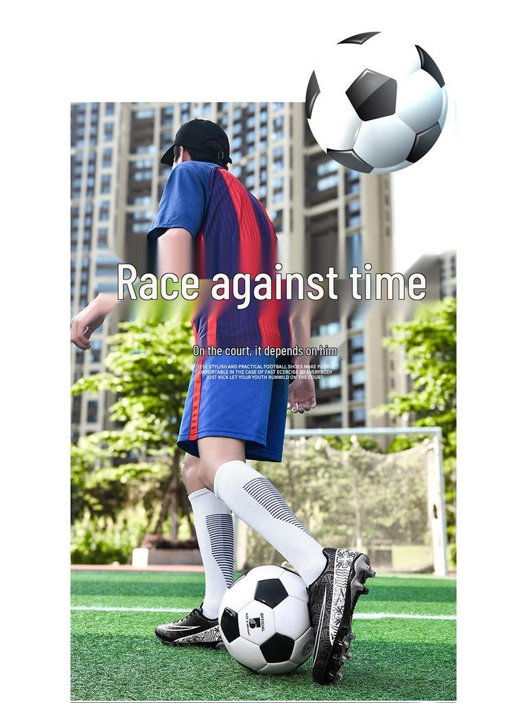 Kids' Long Spike Low-Top Soccer Shoes for Turf - Ideal for Elementary Students