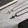 Cool Punk Sword Cross Pendant Necklace for Men Stainless Steel Twist Chain Necklace Fashion Casual Style Jewelry