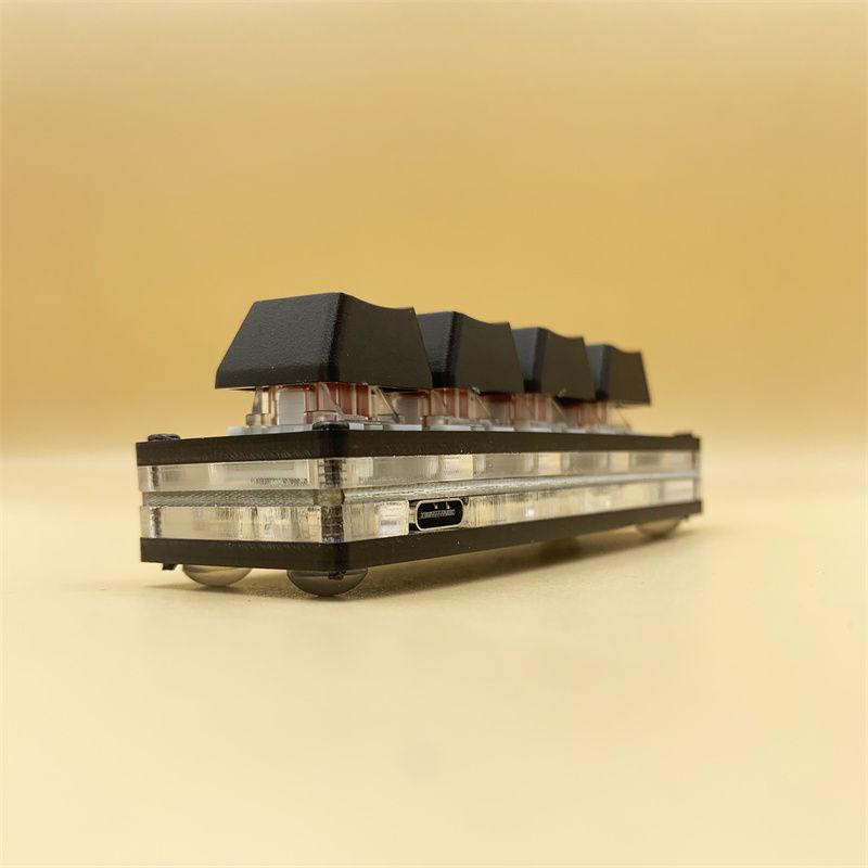 Wired Quick Mini Mechanical Keyboard - 4 Keys: Copy, Paste, Select All, Cut (Black & White)